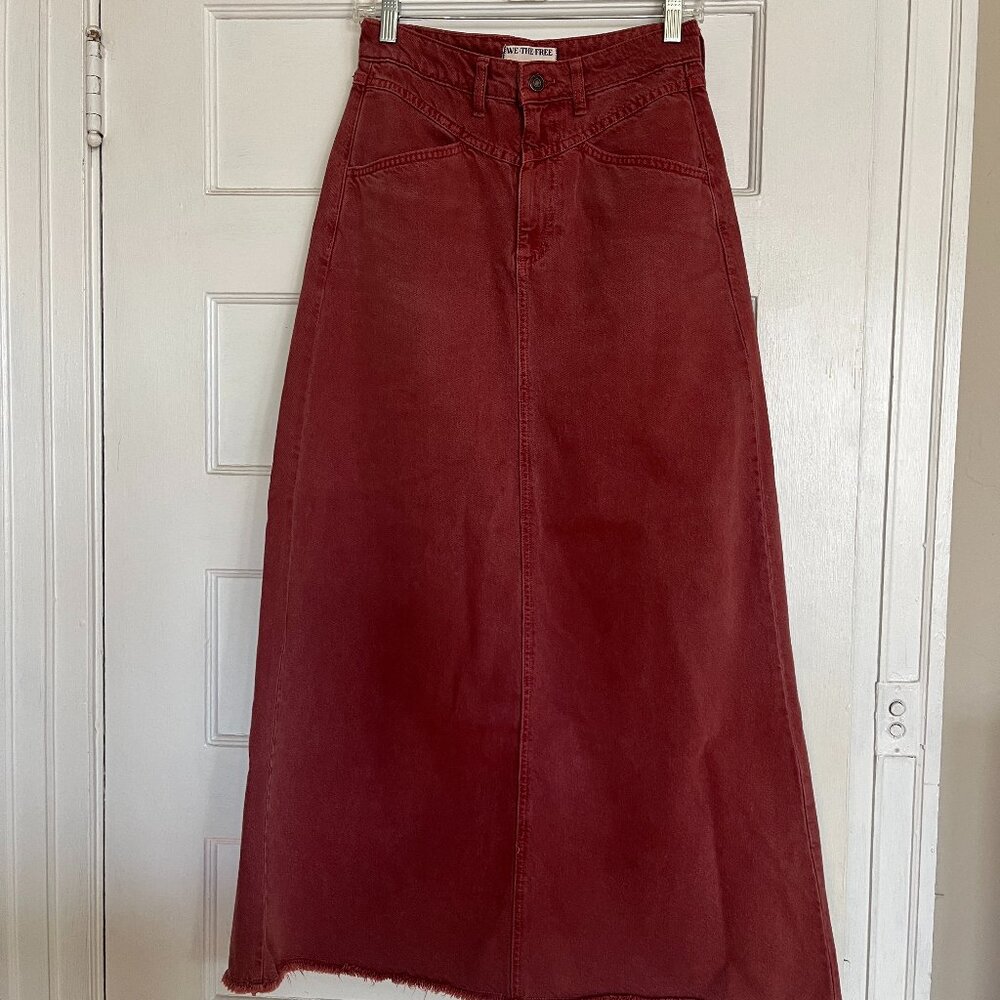 We The Free Rust Denim Maxi Skirt